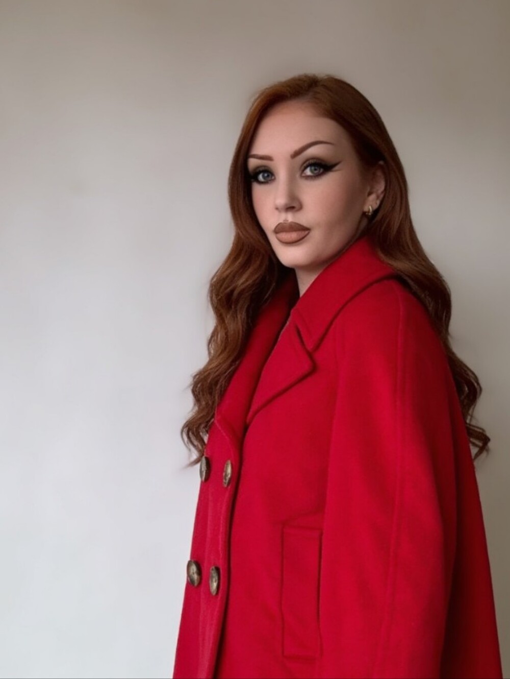 Michael Kors Red Double-Breasted Peacoat